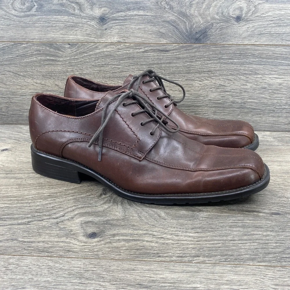 Apt. 9 Dillon Brown Oxford Shoes Mens 10M Brown Leather Square Bicycle Toe